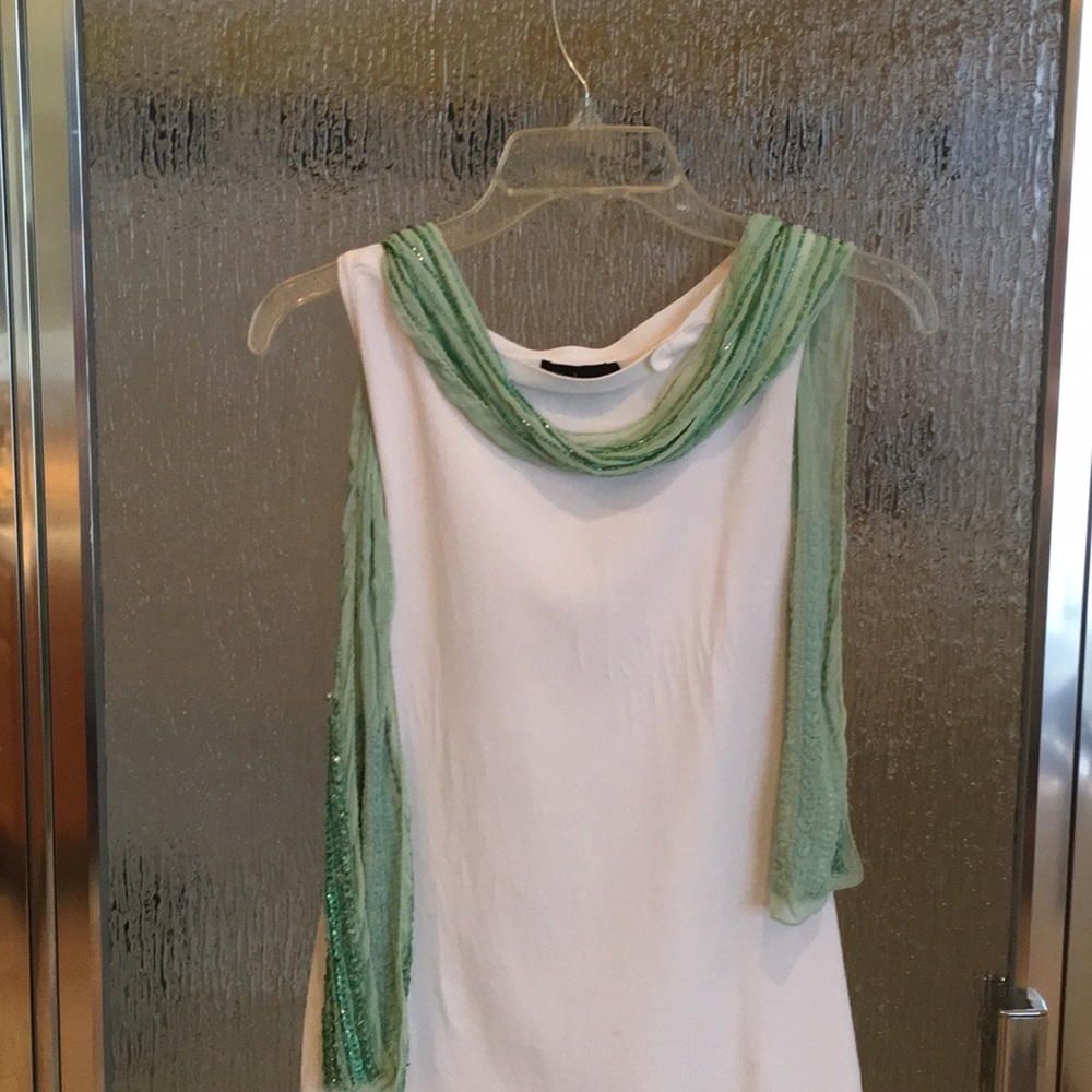 Green scarf with beads and sequins